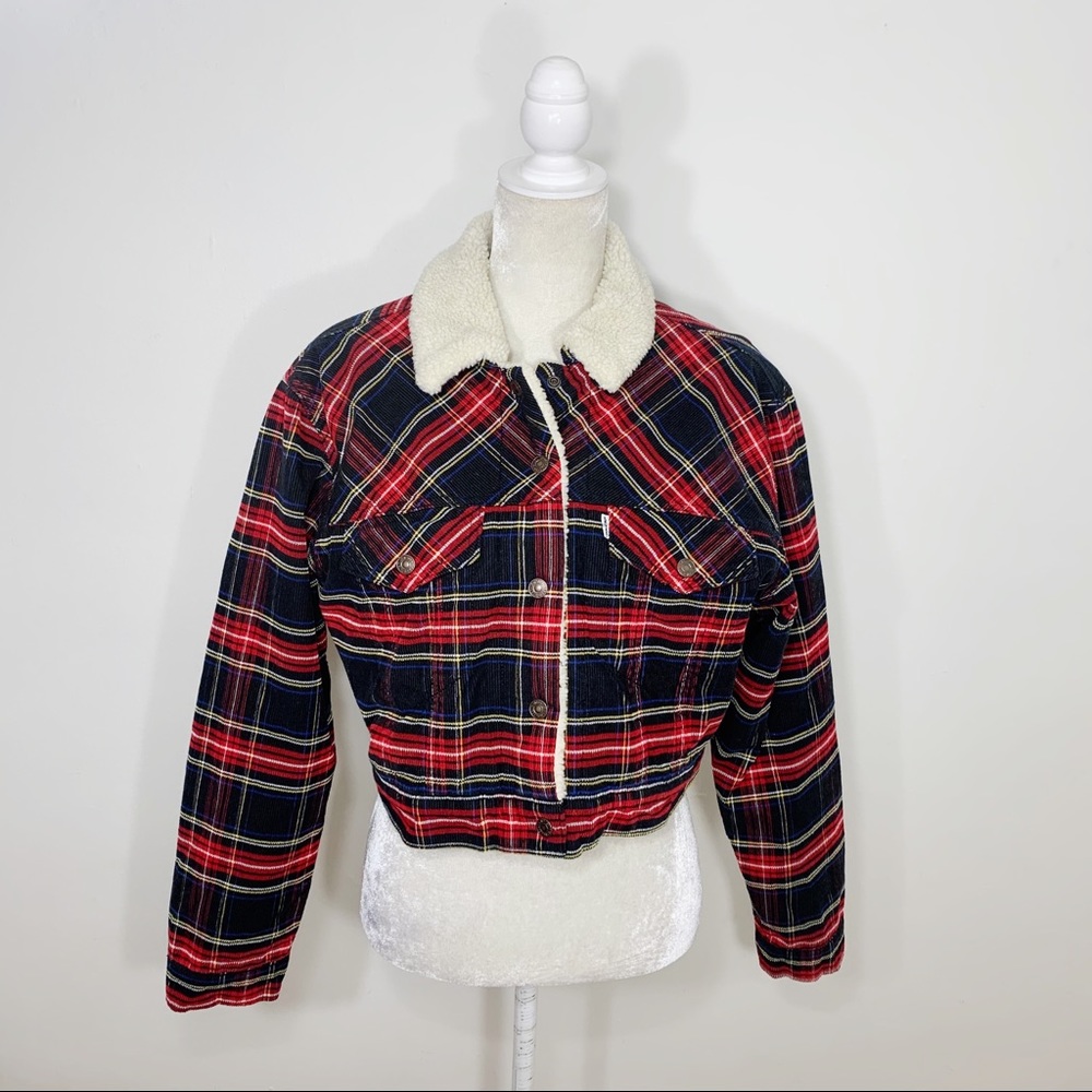 LEVIS plaid corduroy button up cropped jacket
